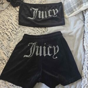 Juicy Couture Black Velour Rhinestone Set